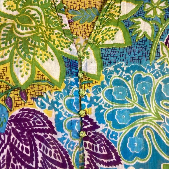 Azulu Colorful Sheer Beach Cover Up Tunic 100% Cotton Size Medium - Picture 6 of 12